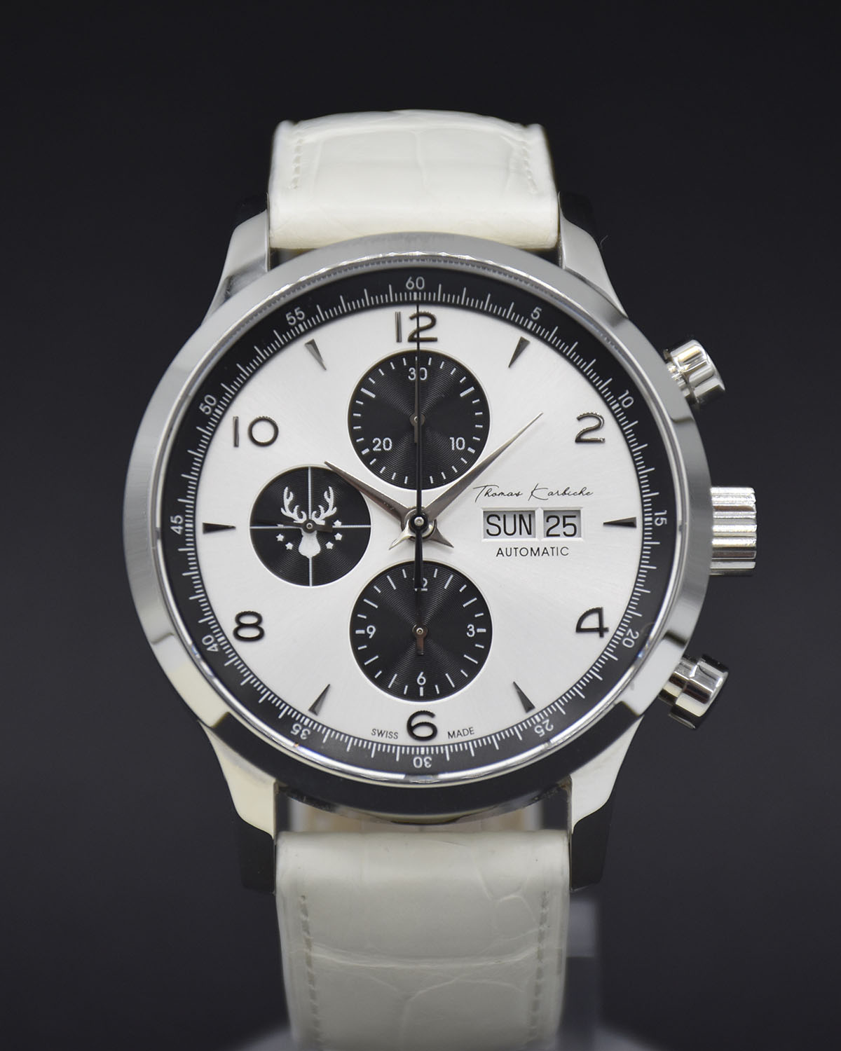 Montre créateur Thomas Karbiche La 211 n°3, Valjoux 7750 automatique, panda